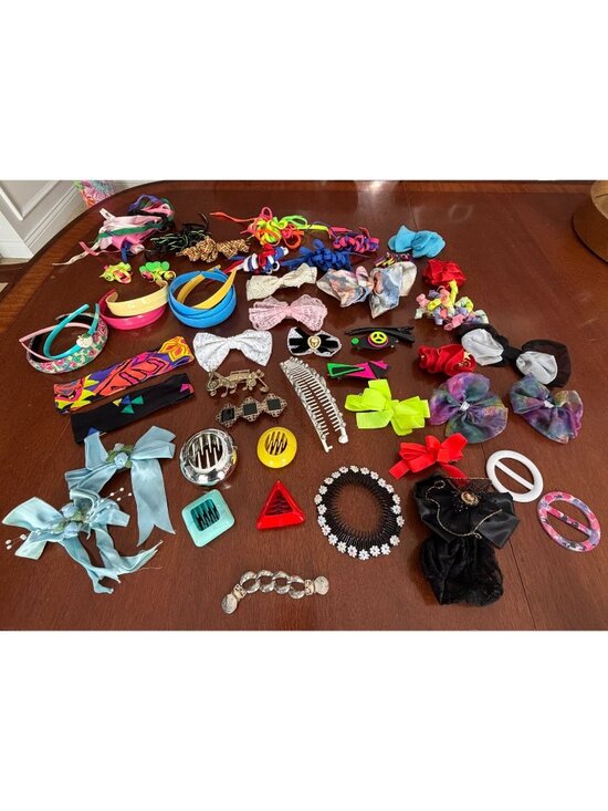 Accessories - Vtg 1980s Hair Accessories Lot Madonna Banana Clips Bows Barrettes Headbands